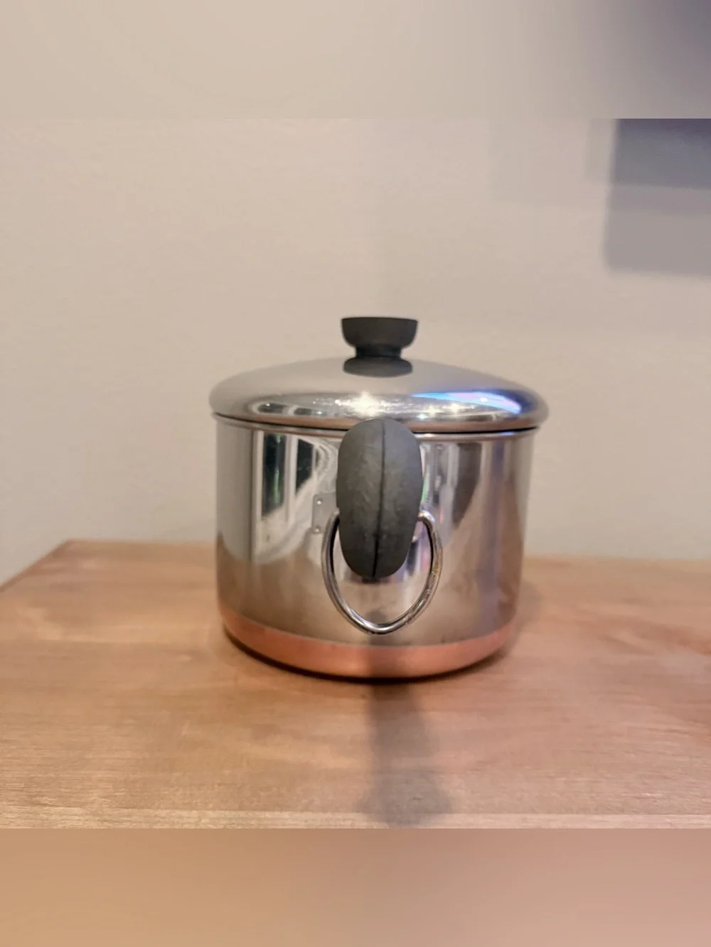 Vintage Revere Ware 3 Qt Copper Clad Stainless Steel Saucepan w/ Lid 1801